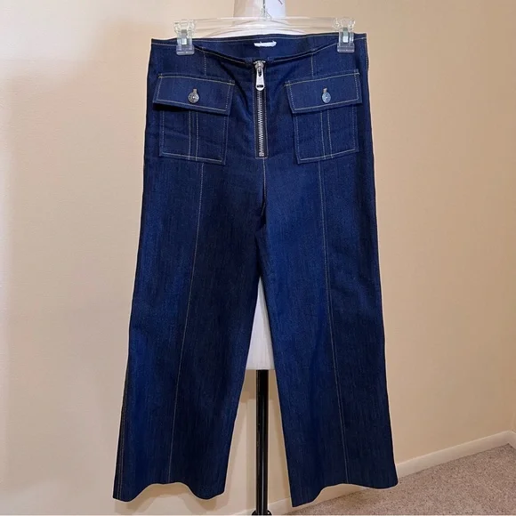 CINQ A SEPT Cropped wide leg Azure Jeans in Indigo